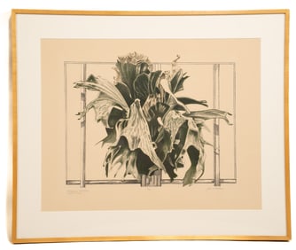 John Whiteman Parker, American, 1945, Platycerium Bifercatum Staghorn Fern, Engraving