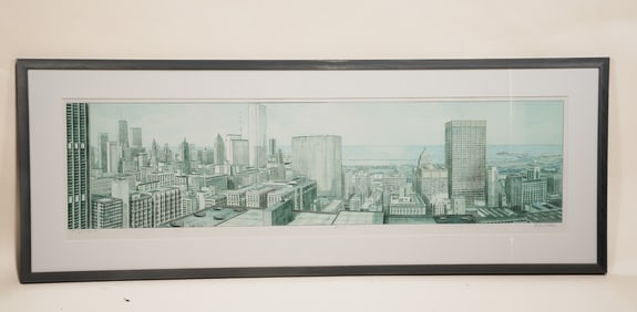Richard Haas, American, 1936, View of Chicago IL, Hand-Embellished Lithograph