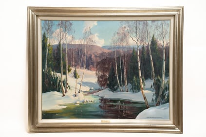 Edna Palmer Engelhardt, American, 1897 - 1991, Solitude Winter Scene, Oil on Canvas