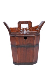 Antique Chinese Carved and Gilt Covered Wooden Tea Caddy