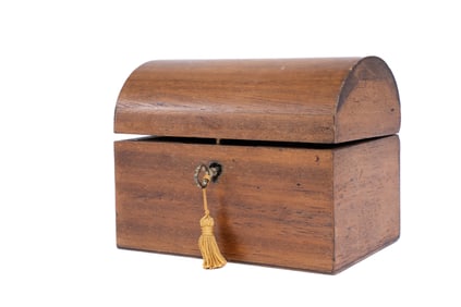 Vintage Rosewood Jewelry Box with Velvet Lined Interior