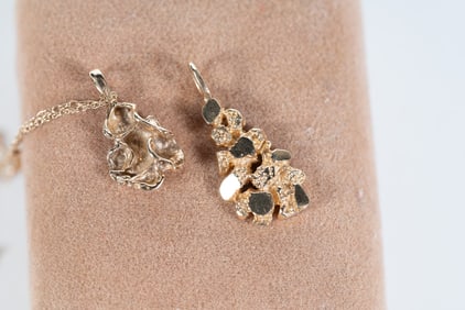 Pair of 14kt Gold Nugget Pendants