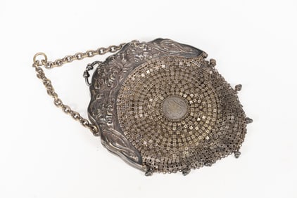 Antique Circa 1902 German Silver Mesh Purse