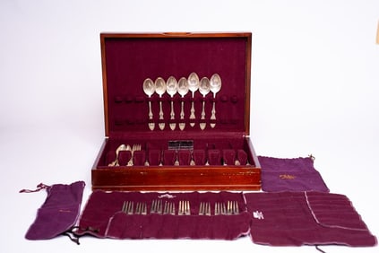 38 piece Crowncross Sterling Silver Flatware Collection