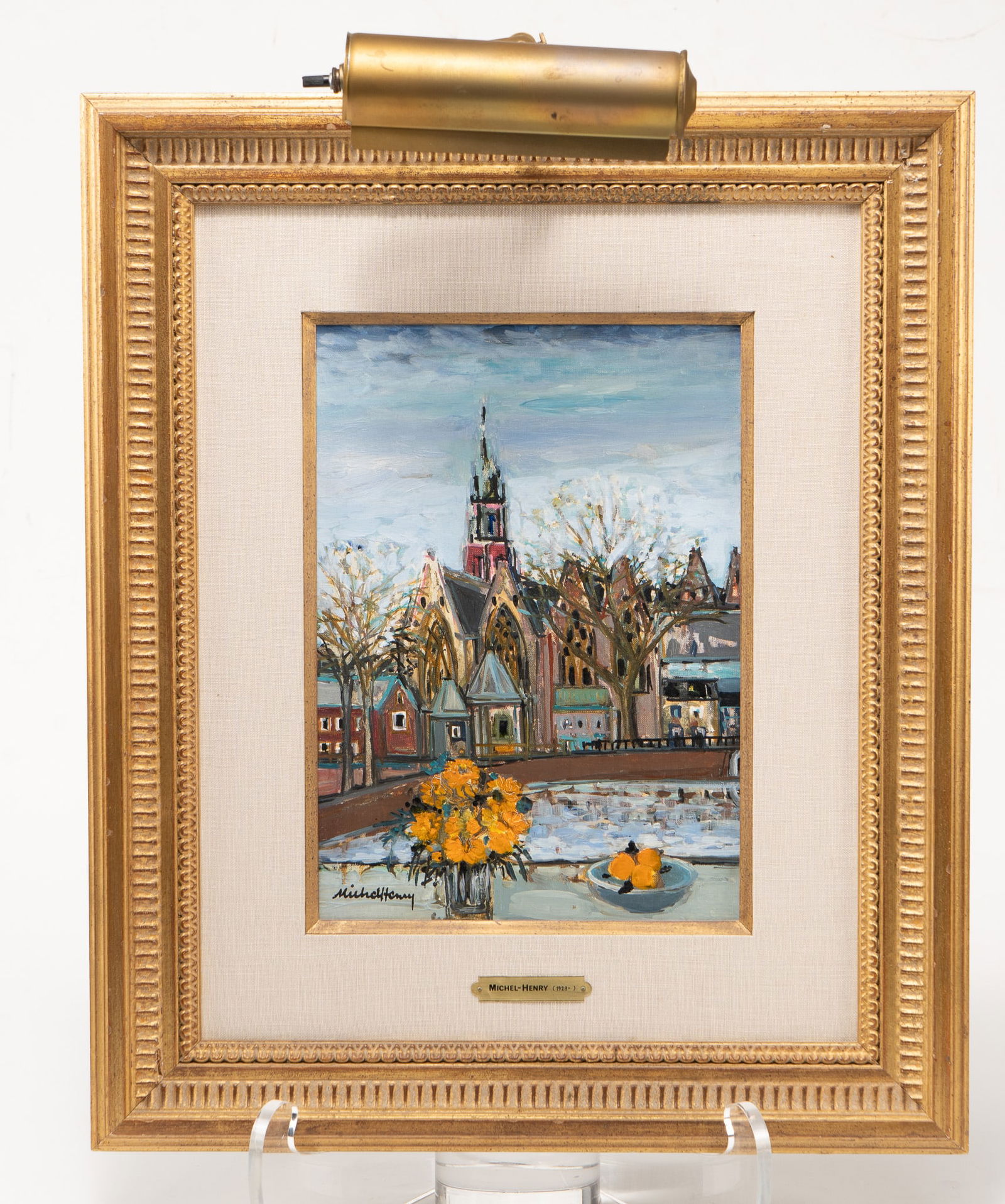 Michel Henry, French, 1928 - 2016, Untitled, View of Town with Flower Vase, Oil on Canvas (1 of 3)