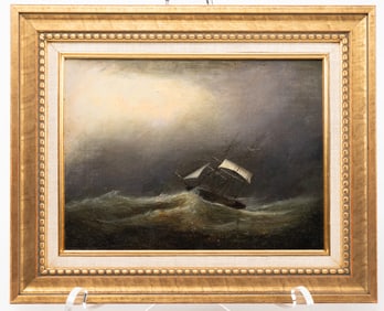 Clement Drew, American, 1806 - 1889, Ship Lying off Cape Horn, Oil on Board