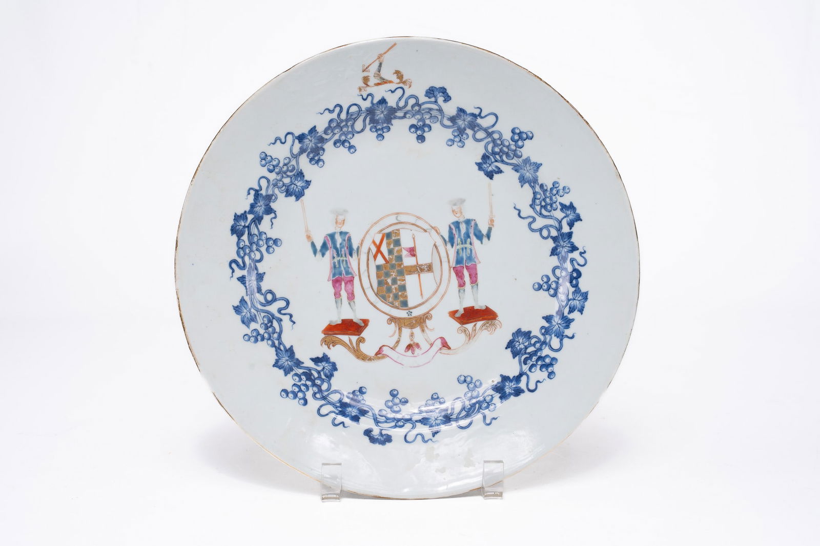 18th Century Chinese Export Armorial Porcelain Plate Famille Rose (1 of 1)