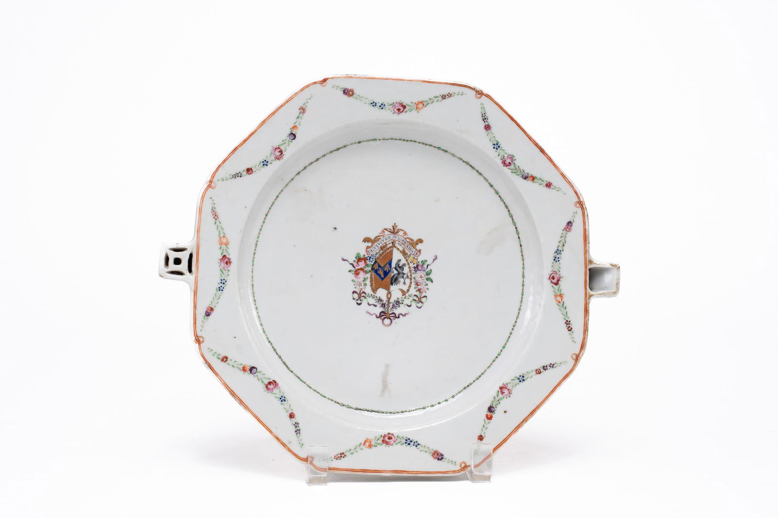 Antique Chinese Export Armorial Porcelain Warming Plate (1 of 1)