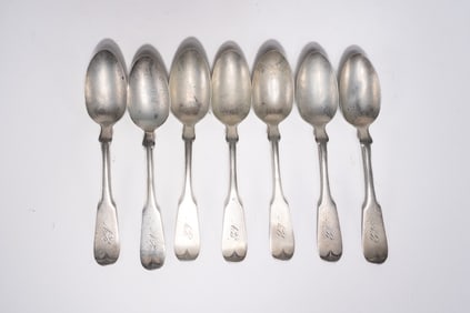 Collection of 7 Antique Sterling Silver Teaspoons