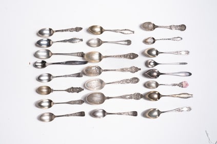 Collection of 23 Antique Ornate Sterling Teaspoons