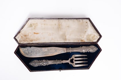 Antique Continental Silver Fish Service