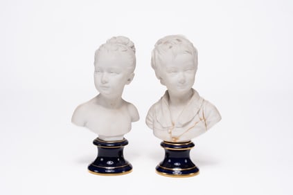 Alexandre Brongniart, France 1770 - 1847, Pair of Sevres Porcelain Busts, Porcelain
