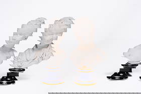 Alexandre Brongniart, France 1770 - 1847, Pair of Sevres Porcelain Busts, Porcelain: Alexandre Brongniart, France 1770 - 1847 Pair of Sevres Porcelain Busts, 19th Century Porcelain measuring H 8 x W 4.5 x D 3 inches Marked on the back of each bust, Alexandre Brongniart Par Houdon. On