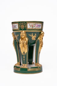 20th Century Sevres Porcelain Gilt and Enamel Tazza