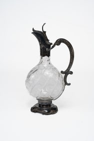 Victorian Claret Jug in Glass and Silver