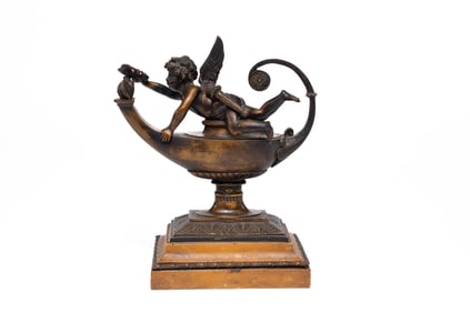 19th Century Continental Bronze Putti Sculpture
