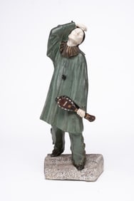 Thomas Francois Cartier, French, 1879 - 1943, Bronze Sculpture of Sad Pierrot