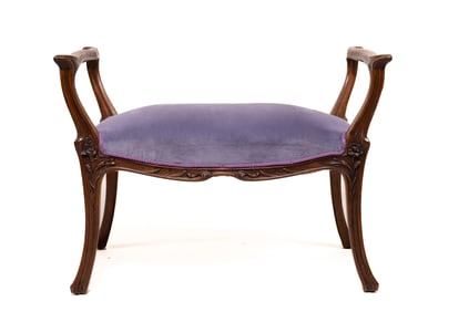 Rare French Art Nouveau Carved Wooden Bench