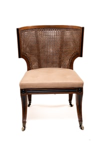 Fine and Rare Regency Mahogany, Ebonized and Caned Klismos Chair
