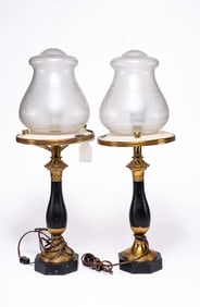 Pair of 19th Century Bronze Sinumbra Oil Lamps