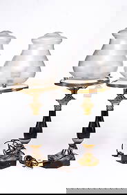 Pair of 19th Century Bronze Sinumbra Oil Lamps (1 of 4)