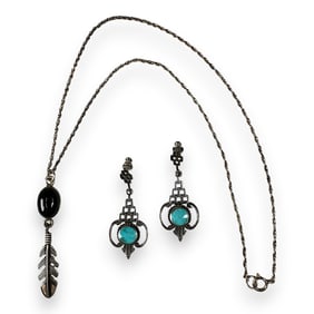 Native American Sterling Silver Necklace and Earrings