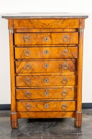 Antique 19th Century French Empire Style Tall Chiffonier or Commode with Black Marble Top
