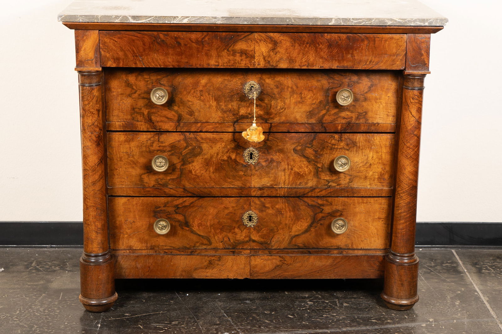 Antique 19th Century French Empire Style Chiffonier or Commode with Grey Marble Top (1 of 3)
