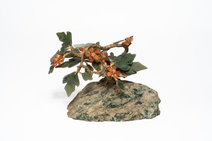 Asian Jade and Coral Tree on Granite Rock