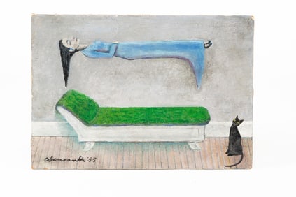 Gertrude Abercrombie, American 1909 - 1977 , The Sitter, Oil on Masonite