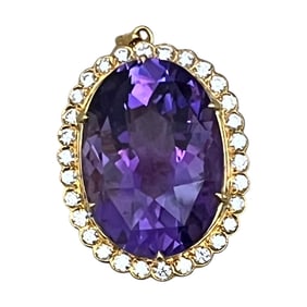 Ladies 18kt Gold, Amethyst an Diamond Pendant