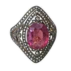 Ladies Gold, Diamond and 4.50 Carat Rubellite Ring