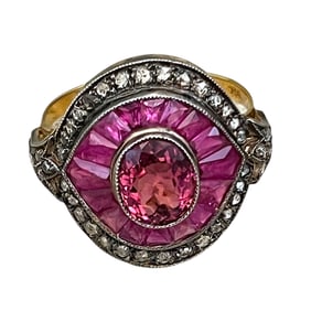 Ladies 1.50 Carat Pink Tourmaline and Diamond Ring