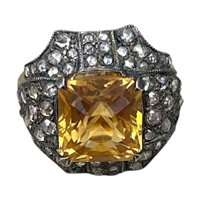 Ladies 3.70 Carat Citrine and Diamond Ring