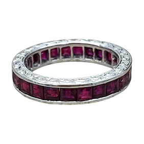 Ladies 18kt Gold and Ruby Eternity Band