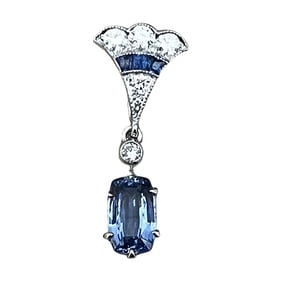 Ladies 1.20 Carats Sapphire and Diamond Pendant