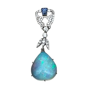 Ladies 20 Carat Opal and Diamond Pendant