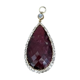 Ladies Moonstone, Diamond and Rubellite Pendant