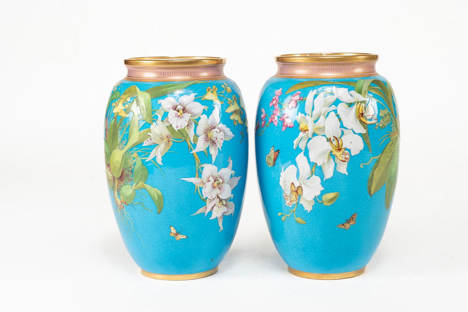 19th Century Minton Porcelain and Enamel Floral Vases (1 of 3)