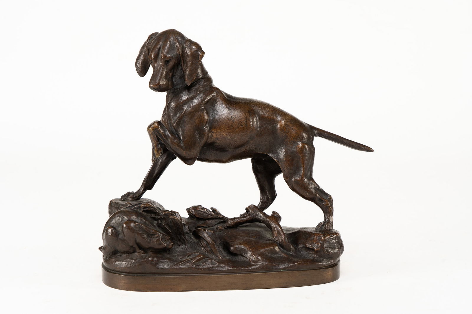 Prosper Lecourtier - French 1851-1924, Pointer Dog, Bronze Sculpture (1 of 1)