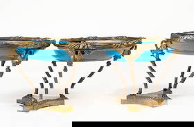 Late 19th Century Sevres Porcelain Enamel and Bronze Compotes: A beautiful pair of 19th-century porcelain enameled compotes with bronze mount. The center bowl with enameled pheasants . The bronze mounting with 3 arms with swan heads and 3 paw feet on