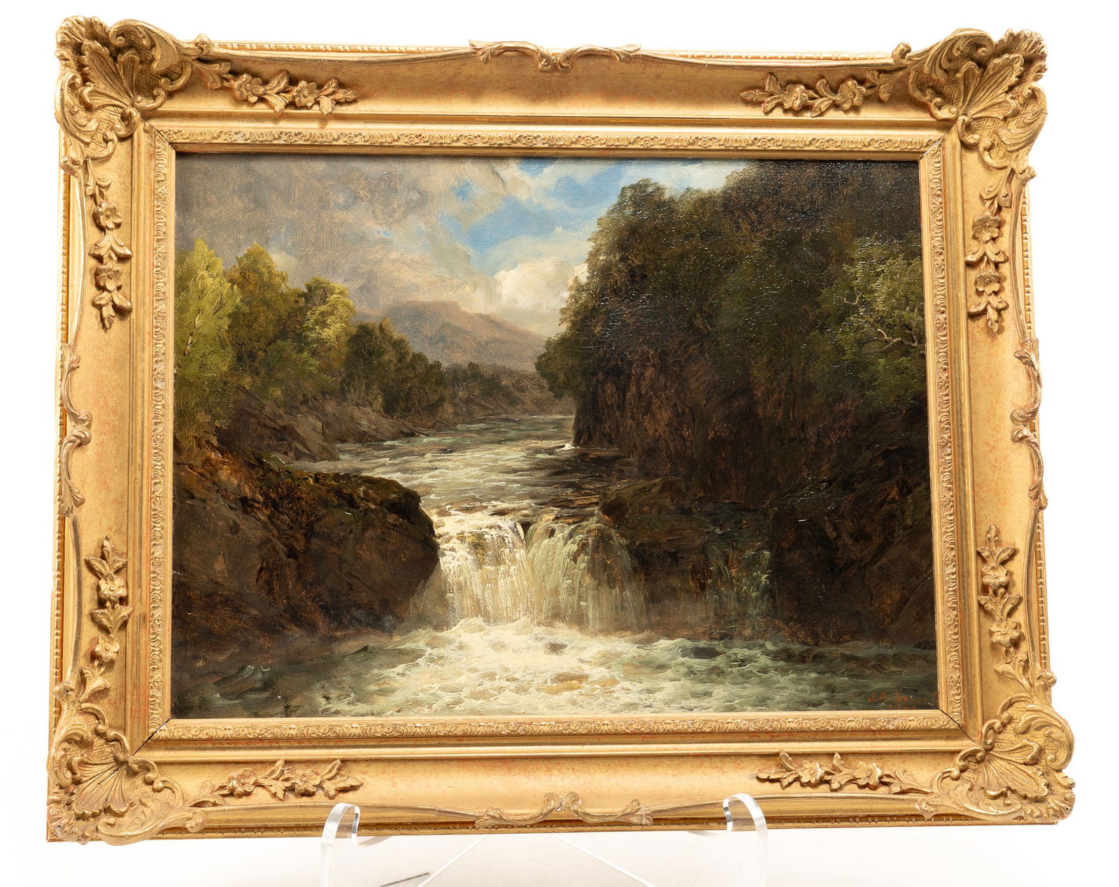 James Burrell Smith, British 1822 - 1897 , Waterfall Vale of Neath - S. Wales, Oil on Canvas (1 of 4)