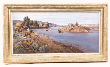 Roy Grinnell, American 1933 - 2019 , Frontier Baptism, Oil on Canvas