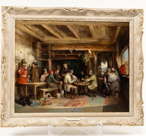 Alfred Elmore, British 1815 - 1881, News From India, Oil on Mahogany Panel