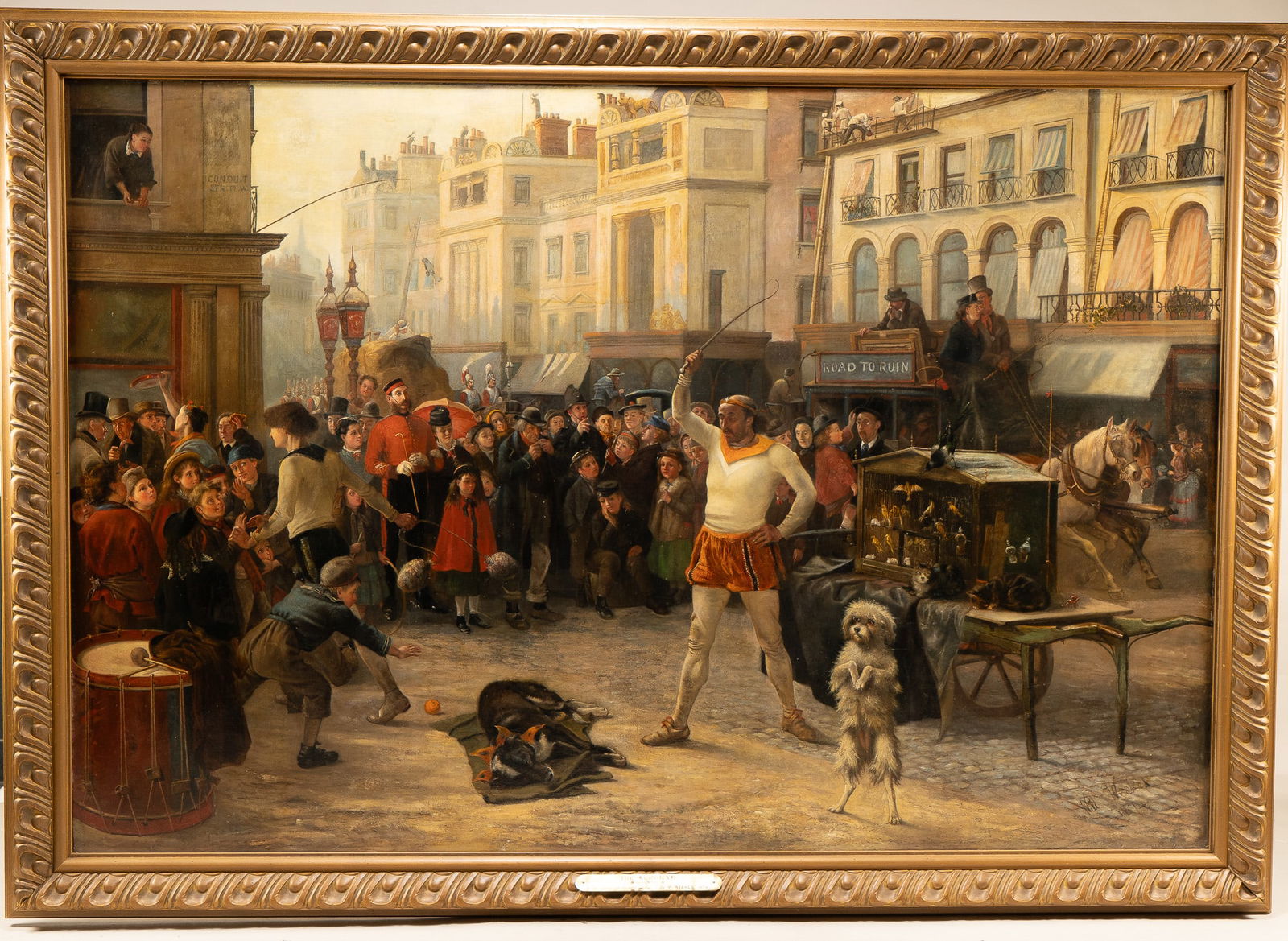 William Weekes, British 1856-1909 , No. 1 Street Acrobats, Oil on Canvas (1 of 6)