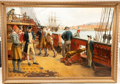 Thomas Davidson, British 1842 - 1919 , Nelson's First Footing in the Navy Chatham 1771, Oil on