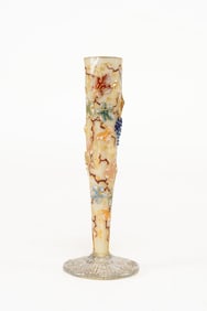 19th Century Moser Bud Vase Enamel Fall Autumn Leaves