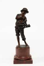 Bronze Sculpture of Boy and Monkey by Carl Theodor Wegener