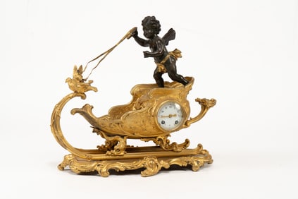19th Century Bronze Cherub Clock
