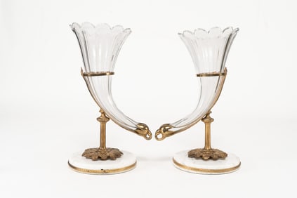 19th Century Glass and Bronze Vases - Possibly Baccarat